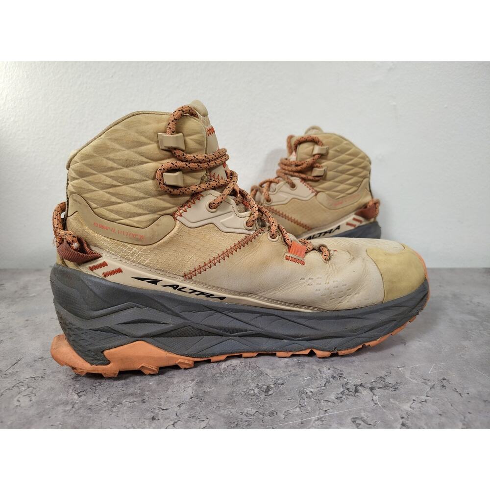 Altra Olympus 5 Mid GTX Hiking Boots Women's 7.5 Sand Zero Drop Waterproof EUC - Picture 9 of 14